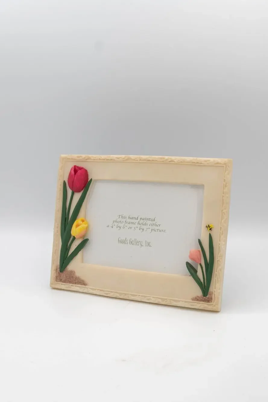 Vintage Goods Gallery Hand Painted 3D Tulip Floral Resin Photo Frame 4x6 5x7